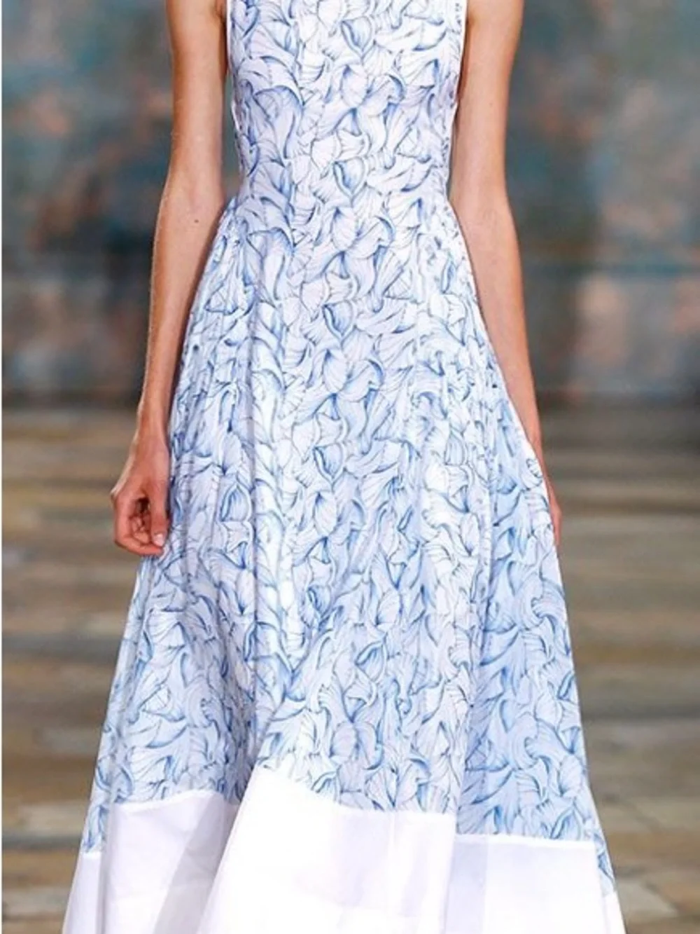 Tory Burch Light Blue Leaf-Print Cross-Back High-Low Dress - 80% OFF MSRP